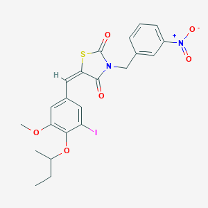 molecular formula C22H21IN2O6S B423664 (5E)-5-[4-(butan-2-yloxy)-3-iodo-5-methoxybenzylidene]-3-(3-nitrobenzyl)-1,3-thiazolidine-2,4-dione 
