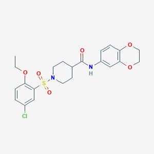 molecular formula C22H25ClN2O6S B4236681 1-[(5-chloro-2-ethoxyphenyl)sulfonyl]-N-(2,3-dihydro-1,4-benzodioxin-6-yl)-4-piperidinecarboxamide 