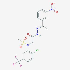 molecular formula C18H16ClF3N4O5S B423671 N-[2-chloro-5-(trifluoromethyl)phenyl]-N-{2-[2-(1-{3-nitrophenyl}ethylidene)hydrazino]-2-oxoethyl}methanesulfonamide 