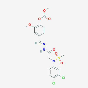 molecular formula C19H19Cl2N3O7S B423676 4-(2-{[3,4-Dichloro(methylsulfonyl)anilino]acetyl}carbohydrazonoyl)-2-methoxyphenyl methyl carbonate 
