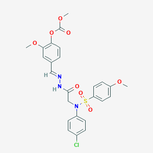 molecular formula C25H24ClN3O8S B423680 4-[2-({4-Chloro[(4-methoxyphenyl)sulfonyl]anilino}acetyl)carbohydrazonoyl]-2-methoxyphenyl methyl carbonate 