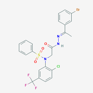 molecular formula C23H18BrClF3N3O3S B423682 N-(2-{2-[1-(3-bromophenyl)ethylidene]hydrazino}-2-oxoethyl)-N-[2-chloro-5-(trifluoromethyl)phenyl]benzenesulfonamide 