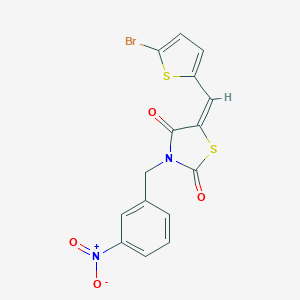 molecular formula C15H9BrN2O4S2 B423685 5-[(5-Bromo-2-thienyl)methylene]-3-{3-nitrobenzyl}-1,3-thiazolidine-2,4-dione 