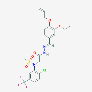 molecular formula C22H23ClF3N3O5S B423687 N-(2-{2-[4-(allyloxy)-3-ethoxybenzylidene]hydrazino}-2-oxoethyl)-N-[2-chloro-5-(trifluoromethyl)phenyl]methanesulfonamide 
