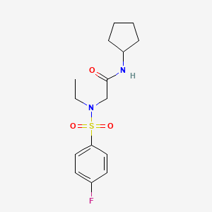 molecular formula C15H21FN2O3S B4236873 N~1~-cyclopentyl-N~2~-ethyl-N~2~-[(4-fluorophenyl)sulfonyl]glycinamide 