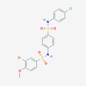 molecular formula C19H16BrClN2O5S2 B423689 3-bromo-N-{4-[(4-chloroanilino)sulfonyl]phenyl}-4-methoxybenzenesulfonamide 