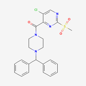 molecular formula C23H23ClN4O3S B4236947 5-chloro-4-{[4-(diphenylmethyl)-1-piperazinyl]carbonyl}-2-(methylsulfonyl)pyrimidine 