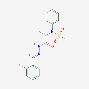 molecular formula C17H18FN3O3S B423695 N-{2-[2-(2-fluorobenzylidene)hydrazino]-1-methyl-2-oxoethyl}-N-phenylmethanesulfonamide 