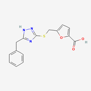 molecular formula C15H13N3O3S B4236966 5-{[(5-benzyl-4H-1,2,4-triazol-3-yl)thio]methyl}-2-furoic acid 