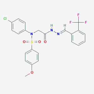 molecular formula C23H19ClF3N3O4S B423699 N-(4-chlorophenyl)-4-methoxy-N-(2-oxo-2-{2-[2-(trifluoromethyl)benzylidene]hydrazino}ethyl)benzenesulfonamide 