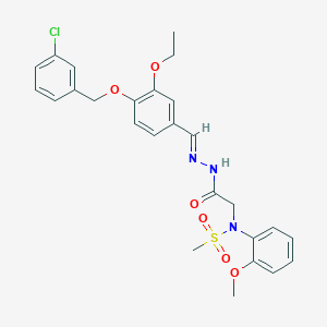 molecular formula C26H28ClN3O6S B423700 N-[2-(2-{4-[(3-chlorobenzyl)oxy]-3-ethoxybenzylidene}hydrazino)-2-oxoethyl]-N-(2-methoxyphenyl)methanesulfonamide 