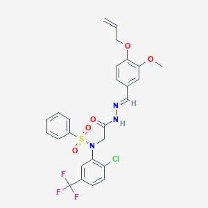 molecular formula C26H23ClF3N3O5S B423707 N-(2-{2-[4-(allyloxy)-3-methoxybenzylidene]hydrazino}-2-oxoethyl)-N-[2-chloro-5-(trifluoromethyl)phenyl]benzenesulfonamide 