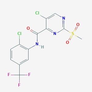molecular formula C13H8Cl2F3N3O3S B4237074 5-chloro-N-[2-chloro-5-(trifluoromethyl)phenyl]-2-(methylsulfonyl)-4-pyrimidinecarboxamide 