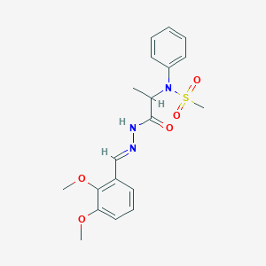 molecular formula C19H23N3O5S B423708 N-{2-[2-(2,3-dimethoxybenzylidene)hydrazino]-1-methyl-2-oxoethyl}-N-phenylmethanesulfonamide 