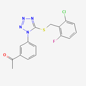 molecular formula C16H12ClFN4OS B4237117 1-(3-{5-[(2-chloro-6-fluorobenzyl)thio]-1H-tetrazol-1-yl}phenyl)ethanone 
