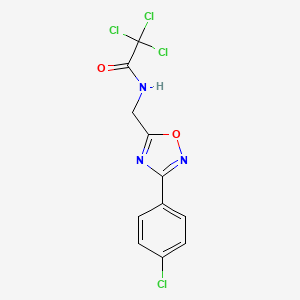 molecular formula C11H7Cl4N3O2 B4237138 2,2,2-trichloro-N-{[3-(4-chlorophenyl)-1,2,4-oxadiazol-5-yl]methyl}acetamide 