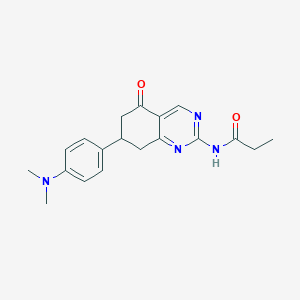 molecular formula C19H22N4O2 B4237142 N-{7-[4-(dimethylamino)phenyl]-5-oxo-5,6,7,8-tetrahydro-2-quinazolinyl}propanamide 
