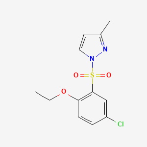 molecular formula C12H13ClN2O3S B4237146 1-[(5-chloro-2-ethoxyphenyl)sulfonyl]-3-methyl-1H-pyrazole 