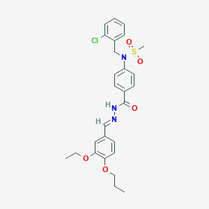 molecular formula C27H30ClN3O5S B423715 N-(2-chlorobenzyl)-N-(4-{[2-(3-ethoxy-4-propoxybenzylidene)hydrazino]carbonyl}phenyl)methanesulfonamide 