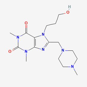 molecular formula C16H26N6O3 B4237185 7-(3-hydroxypropyl)-1,3-dimethyl-8-[(4-methyl-1-piperazinyl)methyl]-3,7-dihydro-1H-purine-2,6-dione 