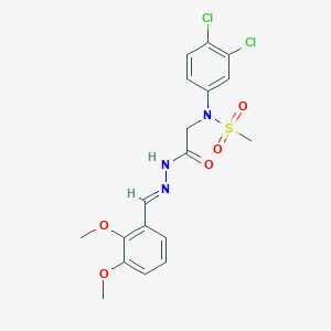 molecular formula C18H19Cl2N3O5S B423719 N-(3,4-dichlorophenyl)-N-{2-[2-(2,3-dimethoxybenzylidene)hydrazino]-2-oxoethyl}methanesulfonamide 