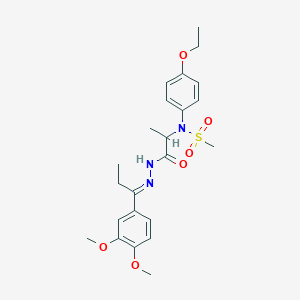 molecular formula C23H31N3O6S B423720 N-(2-{2-[1-(3,4-dimethoxyphenyl)propylidene]hydrazino}-1-methyl-2-oxoethyl)-N-(4-ethoxyphenyl)methanesulfonamide 
