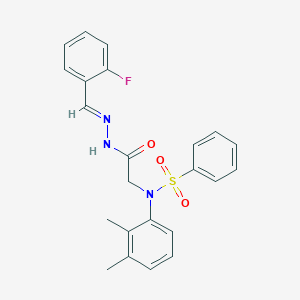 molecular formula C23H22FN3O3S B423725 N-(2,3-dimethylphenyl)-N-{2-[2-(2-fluorobenzylidene)hydrazino]-2-oxoethyl}benzenesulfonamide 