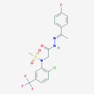 molecular formula C18H16ClF4N3O3S B423727 N-[2-chloro-5-(trifluoromethyl)phenyl]-N-(2-{2-[1-(4-fluorophenyl)ethylidene]hydrazino}-2-oxoethyl)methanesulfonamide 