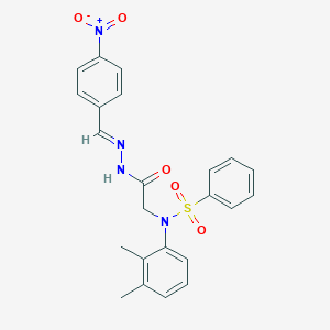 molecular formula C23H22N4O5S B423729 N-(2,3-dimethylphenyl)-N-[2-(2-{4-nitrobenzylidene}hydrazino)-2-oxoethyl]benzenesulfonamide 
