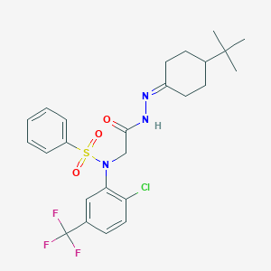molecular formula C25H29ClF3N3O3S B423731 N-{2-[2-(4-tert-butylcyclohexylidene)hydrazino]-2-oxoethyl}-N-[2-chloro-5-(trifluoromethyl)phenyl]benzenesulfonamide 