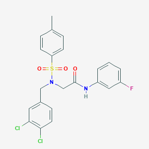 molecular formula C22H19Cl2FN2O3S B423739 2-{(3,4-dichlorobenzyl)[(4-methylphenyl)sulfonyl]amino}-N-(3-fluorophenyl)acetamide 