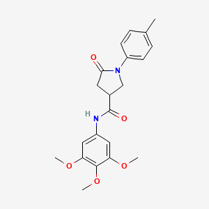 molecular formula C21H24N2O5 B4237473 1-(4-methylphenyl)-5-oxo-N-(3,4,5-trimethoxyphenyl)-3-pyrrolidinecarboxamide 