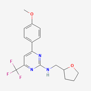 molecular formula C17H18F3N3O2 B4237520 4-(4-methoxyphenyl)-N-(tetrahydro-2-furanylmethyl)-6-(trifluoromethyl)-2-pyrimidinamine 