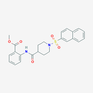 molecular formula C24H24N2O5S B4237538 methyl 2-({[1-(2-naphthylsulfonyl)-4-piperidinyl]carbonyl}amino)benzoate 