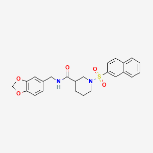 molecular formula C24H24N2O5S B4237542 N-(1,3-benzodioxol-5-ylmethyl)-1-(2-naphthylsulfonyl)-3-piperidinecarboxamide 
