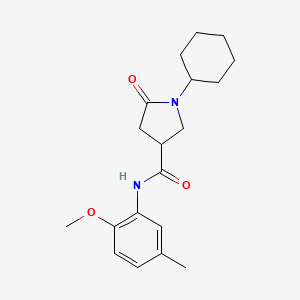 molecular formula C19H26N2O3 B4237569 1-cyclohexyl-N-(2-methoxy-5-methylphenyl)-5-oxo-3-pyrrolidinecarboxamide 