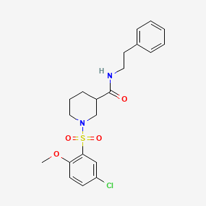molecular formula C21H25ClN2O4S B4237591 1-[(5-chloro-2-methoxyphenyl)sulfonyl]-N-(2-phenylethyl)-3-piperidinecarboxamide 
