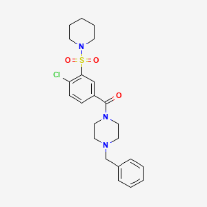 molecular formula C23H28ClN3O3S B4237599 1-benzyl-4-[4-chloro-3-(1-piperidinylsulfonyl)benzoyl]piperazine 