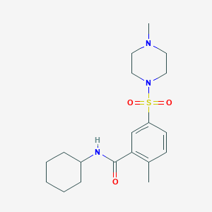 molecular formula C19H29N3O3S B4237612 N-cyclohexyl-2-methyl-5-[(4-methyl-1-piperazinyl)sulfonyl]benzamide 