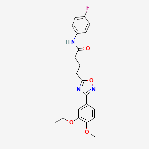 molecular formula C21H22FN3O4 B4237621 4-[3-(3-ethoxy-4-methoxyphenyl)-1,2,4-oxadiazol-5-yl]-N-(4-fluorophenyl)butanamide 
