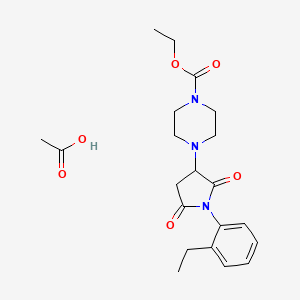 molecular formula C21H29N3O6 B4237664 ethyl 4-[1-(2-ethylphenyl)-2,5-dioxo-3-pyrrolidinyl]-1-piperazinecarboxylate acetate 