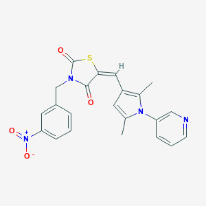 molecular formula C22H18N4O4S B423767 5-{[2,5-dimethyl-1-(3-pyridinyl)-1H-pyrrol-3-yl]methylene}-3-{3-nitrobenzyl}-1,3-thiazolidine-2,4-dione 