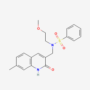 molecular formula C20H22N2O4S B4237691 N-[(2-hydroxy-7-methyl-3-quinolinyl)methyl]-N-(2-methoxyethyl)benzenesulfonamide 