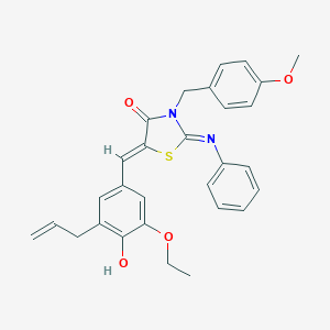 molecular formula C29H28N2O4S B423771 (5Z)-5-[3-ethoxy-4-hydroxy-5-(prop-2-en-1-yl)benzylidene]-3-(4-methoxybenzyl)-2-(phenylimino)-1,3-thiazolidin-4-one 