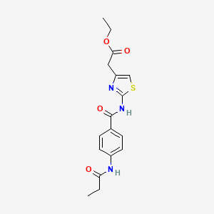 molecular formula C17H19N3O4S B4237725 ethyl (2-{[4-(propionylamino)benzoyl]amino}-1,3-thiazol-4-yl)acetate 