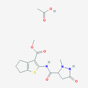 molecular formula C16H21N3O6S B4237781 methyl 2-{[(2-methyl-5-oxo-3-pyrazolidinyl)carbonyl]amino}-5,6-dihydro-4H-cyclopenta[b]thiophene-3-carboxylate acetate 
