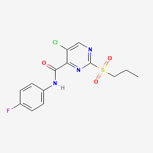 molecular formula C14H13ClFN3O3S B4237805 5-chloro-N-(4-fluorophenyl)-2-(propylsulfonyl)-4-pyrimidinecarboxamide 