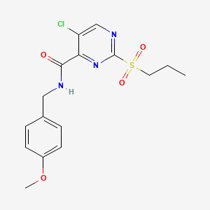 molecular formula C16H18ClN3O4S B4237813 5-chloro-N-(4-methoxybenzyl)-2-(propylsulfonyl)-4-pyrimidinecarboxamide 