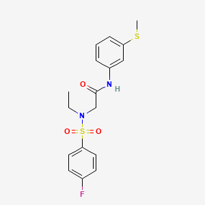 molecular formula C17H19FN2O3S2 B4237829 N~2~-ethyl-N~2~-[(4-fluorophenyl)sulfonyl]-N~1~-[3-(methylthio)phenyl]glycinamide 