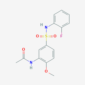 molecular formula C15H15FN2O4S B4237831 N-(5-{[(2-fluorophenyl)amino]sulfonyl}-2-methoxyphenyl)acetamide 